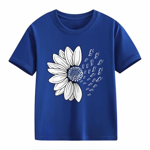 Kids Shirts Girls Loose Fit Sunflower Graphic T Shirts Short Sleeve Crewneck Cute Pattern Printed Tops2