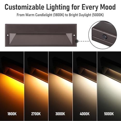 LEONLITE 10.6 Inch 5CCT LED Low Voltage Step Lights, 12–24V AC/DC 6W Surface Mount Ultra-Slim Landscape Stair Lights, IP65 Aluminum Outdoor Lighting for Decks, Hardscapes, Oil Rubbed Bronze, Pack of 6 by LEONLITE - Image 4