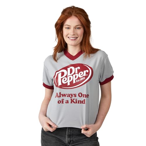 Dr Pepper Always One of A Kind V-Neck Short Sleeve Gray Heather Womens Crop Top XL