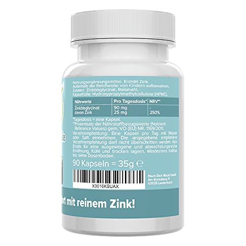 Zink Kapseln 25 mg hochdosiert vegan