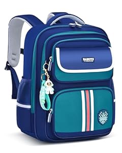 Amythe Schulranzen Jungen 2-5. Klasse - Ergonomischer Kinder Rucksack für Grundschule - Wasserdicht Schultasche Mit Anhänger - Schulrucksack für Junge 8-12 Jahre -Grün