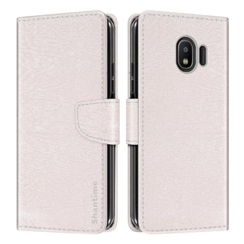 Shantime Étui Portefeuille Cuir Compatible avec Samsung Galaxy Grand Prime Pro, Housse Colorée Rabat avec Cartes, Fermeture Aimantée Protection Totale(Blanc)