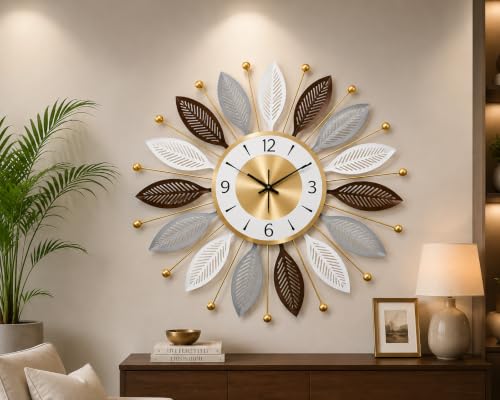 URBAN INSPIRATIONS Modern Metal Wall Clock 52cm White - Image 5
