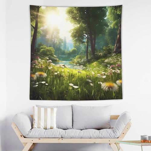 Tapisserie murale fleurs de la forêt grand format 152x152 cm tenture tissu chambre