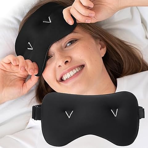 Umisleep Weighted Eye Mask, Cooling Sleep Mask Women & Men Eye Pillow with Glass Bead & Adjustable Strap Eye Cover for Sleeping, Migraine Headache Sinus Pain Relief Eye Puffiness Strain, Black Cover