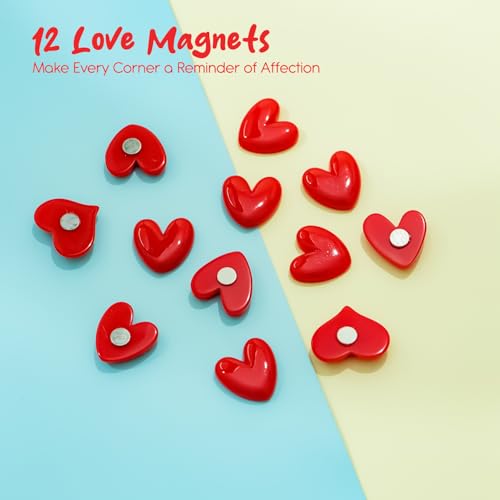 Image of Nostrae by Ekhasa Red Heart Cute Fridge Magnets Set of 10 | Fridge Magnet Refrigerator Stylish | Kitchen Fridge Decoration Items | Mini Gifts
