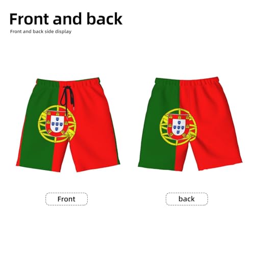 Portuguese Flag Youth Beach Pants, Soft and Breathable, with Drawstring Waist, Suitable for Sports and Leisure.2