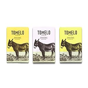 TOMELO -Pack de 3 Jabones Naturales con Leche de Burra- Gel Sólido en Pastilla de 150 g para Limpieza de Manos, Rostro y…