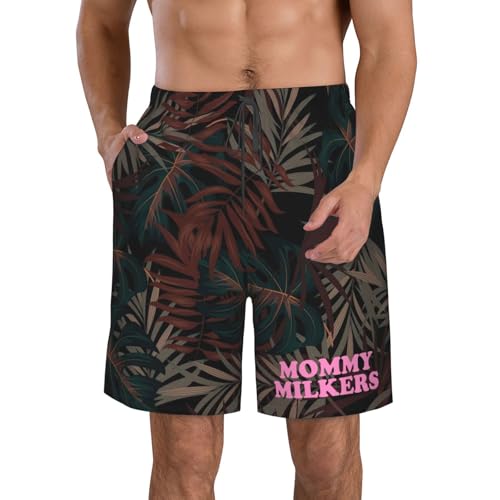 Mommy Milkers Men's Casual Board Shorts Swim Trunks Fit Summer Hawaii Beach Golf Short Swimwear Bathing Suits