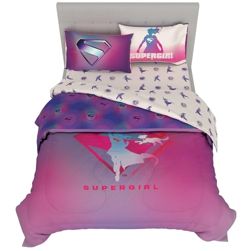 Image of Supergirl Movie Bedding Set, Full Size, 5-Piece Super Soft Cozy Reversible Comforter & Sheet Set (Officially Licensed Product) by Franco