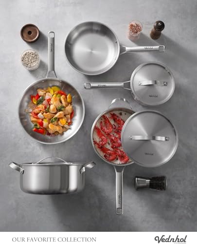 Image of Titanium Cookware set | Hammered Titanium pans for cooking with Lids | 14 Pcs | Non-Toxic Skillet |PFAS /PFOA /PTFE Free | Dishwasher&Oven Safe | Kitchen Induction Compatible au gratin pan