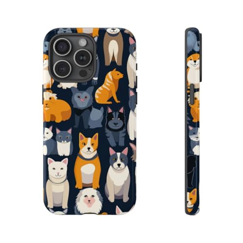 Coque rigide brillante iPhone 15 Pro Max motif chats et chiens colorés