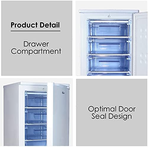 Ayrıntılı view of PowerPac PPFZ99 freezer drawer compartments and door seal