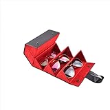 Sxspace Brillenorganizer Brillenaufbewahrung/Präsentation, Reisen Sonnenbrillen Brillenbox zur Aufbewahrung von 5 Brillen, Tragbar Brillenetui für Damen Herren (Schwarz-Rot)