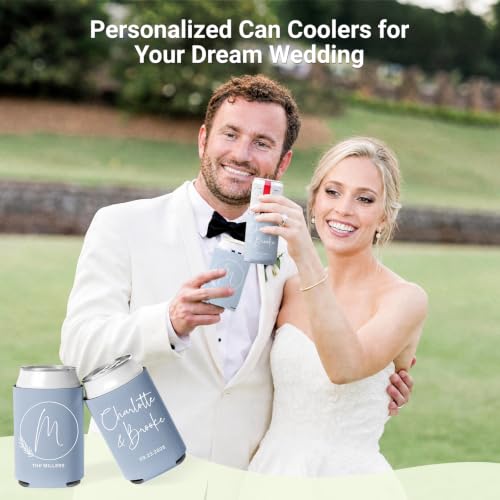 Image of Custom Wedding Can Coolers, Customized Wedding Favors for Guests Bulk