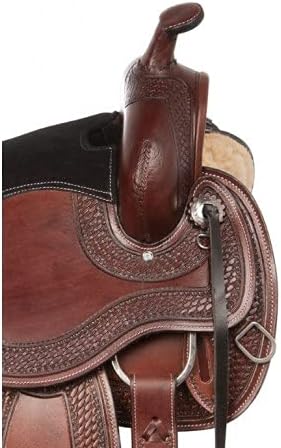 BNB International Leather Western Endurance Trail Horse Saddle Handmade Comfort with Horn Equestrian Horseback Riding Tack, Matching Headstall,Breast Collar,Reins Size:14"-18" inches Seat, M07