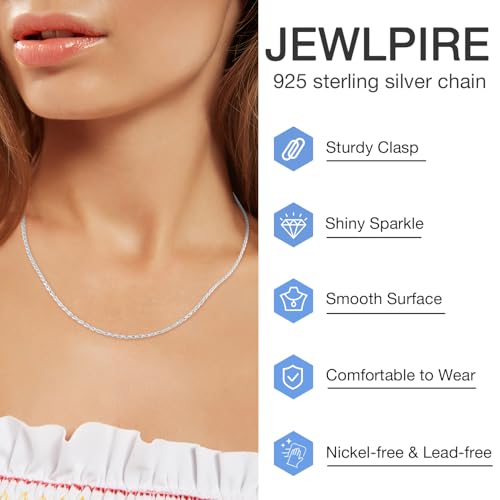 Jewlpire 1.5mm Rope Chain 925 Sterling Silver Chain Necklace for Women Men, 14K Gold Plated Chain for Women Sturdy Women's Chain Necklaces, 16 18 20 22 24 26 Inch2