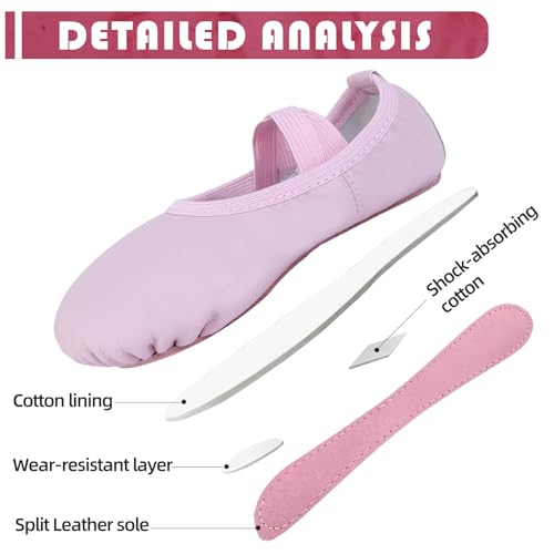 Ballet Shoes for Girls Ballet Dance Slippers Boys Soft No-Tie PU Leather Ballerina Shoes for Toddler/Little Kid/Big Kid/Women4