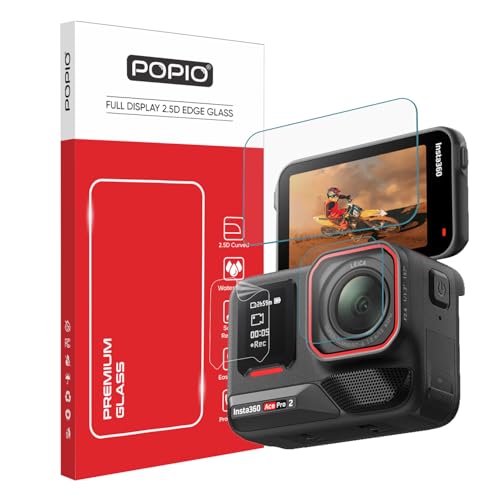 Image of POPIO Military-Grade Gorilla Tempered Glass for Insta360 Ace Pro 2 | Screen & Lens Tempered Glass + PET Secondary Screen Guard | 3-Piece Set