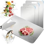 3PCS Titanium Cutting Board, BOYUNSHI Stainless Steel Chopping Boards for Kitchen Non Stick Food Grade Double-Sided Cutting Board Ideal for Meat, Vegetables, Easy to Clean