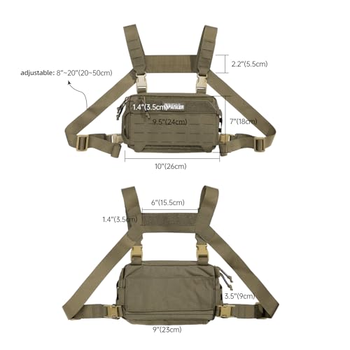 Bolsa pectoral táctica militar contra pérdida de objetos con bolsillo pectoral ajustable RGN 2