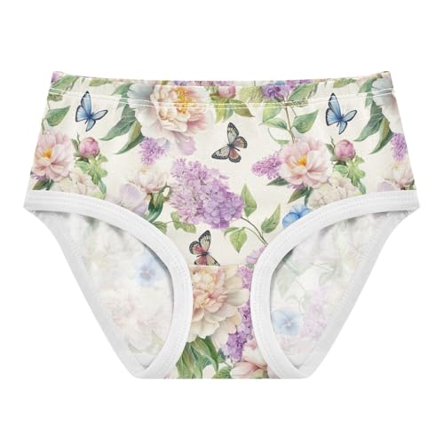 Joisal Floral Cream Colorful Peonies Girls Underwear Toddler 2t Cotton Panties Little Girl Fun Kids Briefs Undies