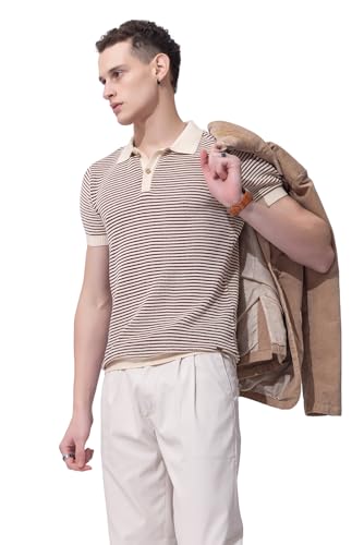 Image of Armisto Men's 100% Cotton Fancy Party Polo T-Shirt /Neutral Colour