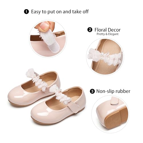 Image of GINFIVE Toddler Girls Dress Shoes Little Girls Mary Janes Ballerina Flats Shoes Toddler