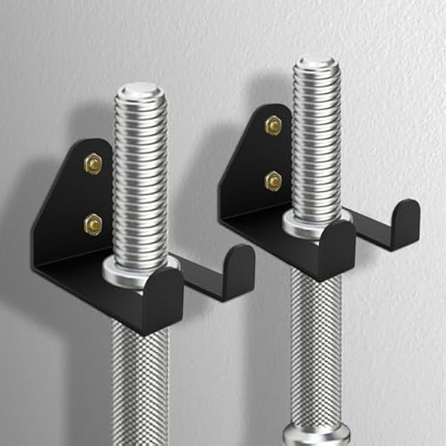 Barbell Storage Rack, Heavy Duty Vertical Hanging Barbell Rack, Wall Mounted Barbell Holder, Olympic Wall Mount Barbell Holder Space Saving Bar Holder Suitable for for Home, Commercial, Garage Gym