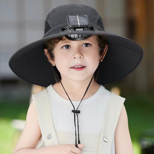 Sun Hat for Girls Boys with Solar Powered Fan,Wide Brim Summer Beach Bucket Hat,UV Protection for Outdoor3