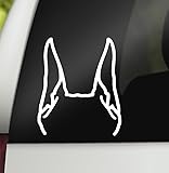 DECALBUNNY Doberman Decal | Doberman Ears Bumper Sticker Window Laptop Tumbler White Decal | 4.7' x 5.5' Size | Made in USA