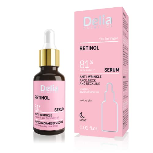 Delia Cosmetics, Anti-Wrinkle Serum, Retinol, Mature Skin, Reduces Wrinkles. Enhances Regeneration, Strengthened