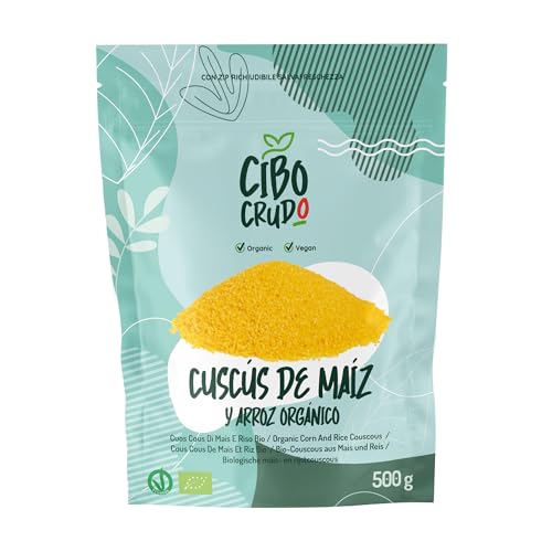 Cous Cous de Maíz y Arroz Ecológico y Crudo - 500g. 70% Maíz y 30% Arroz. Cuscus Naturalmente Sin Gluten. Rica en Carbohidratos y Fuente de Fibra. Versátil para Recetas Dulces o Saladas.