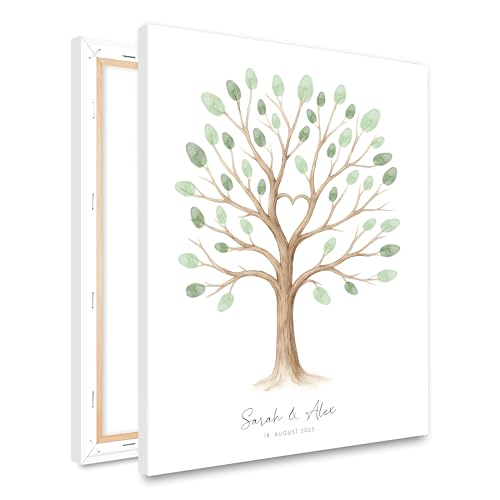Personalisierte Fingerabdruck Leinwand, Baum mit Namen & Datum, Gästebuch Alternative zur Hochzeit Geschenk für das Brautpaar, Hochzeitsdekoration, ohne Farben, 30×40 cm Personalisierte Fingerabdruck Leinwand, Baum mit Namen & Datum, Gästebuch Alternative zur Hochzeit Geschenk für das Brautpaar, Hochzeitsdekoration, ohne Farben, 30×40 cm