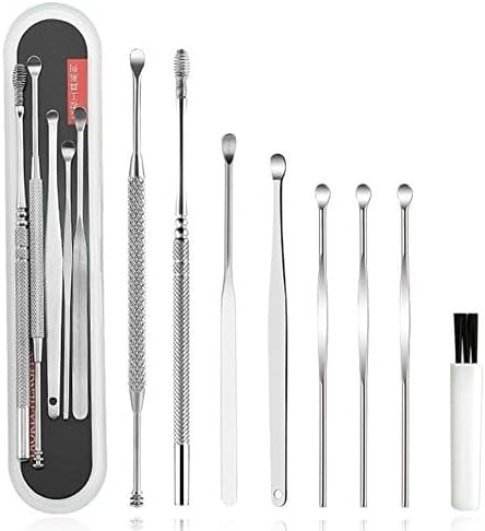 Double Ended Ear Pick Cleaner Stainless Wax Curette Remover Tool Health Care Steel Earpick Cleaning Spoon 8 Pcs