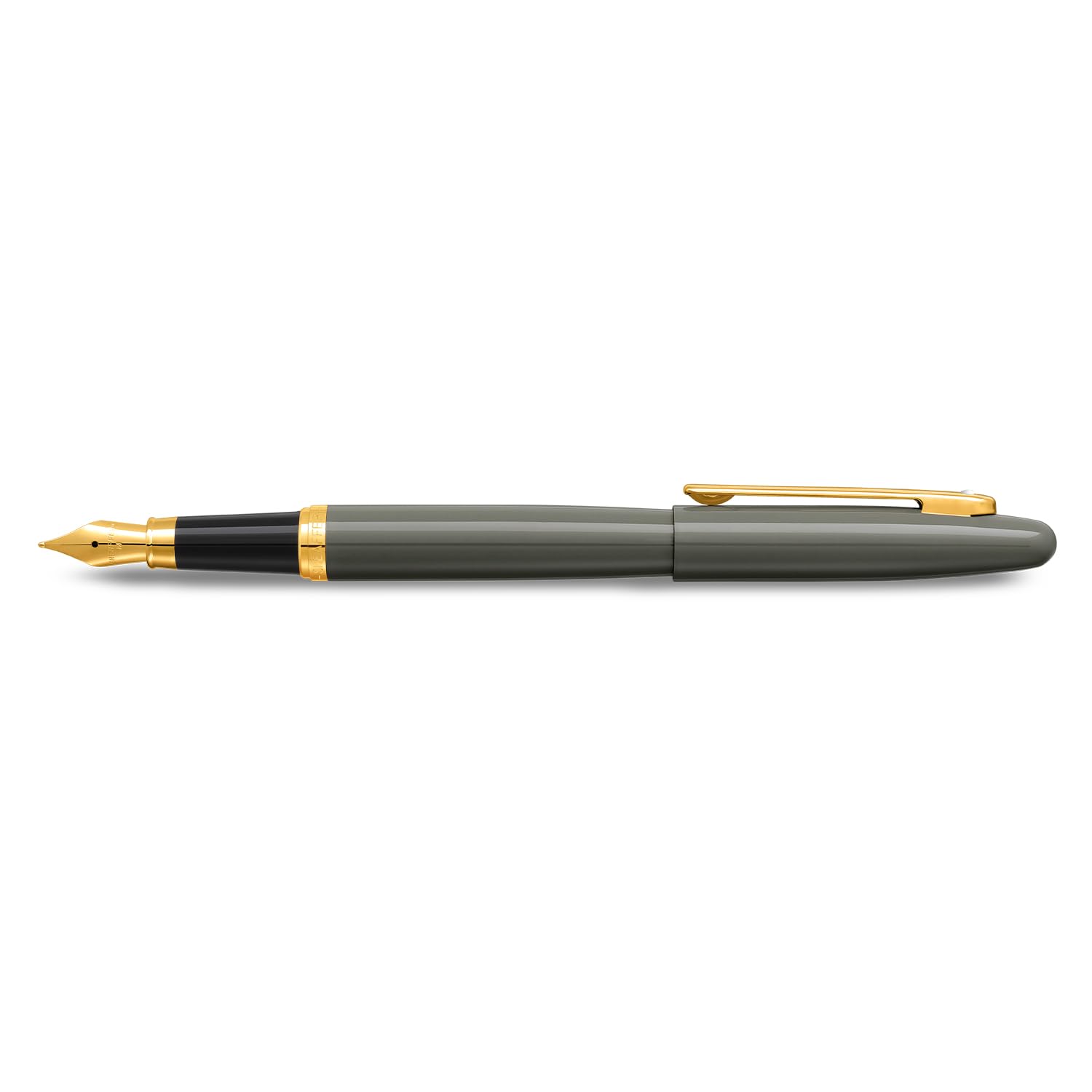 Sheaffer VFM 9427 Stylo plume gris clair brillant avec bordure PVD dorée | Pointe moyenne | Stylo gris de qualité supérieure