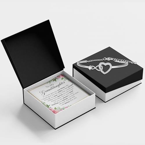 To My Granddaughter - Infinity Heart Bracelet Gift with Meaningful Card, Granddaughter Gifts from Grandma & Grandpa, Elegant Silver Jewelry for Birthday, Graduation, Christmas.2