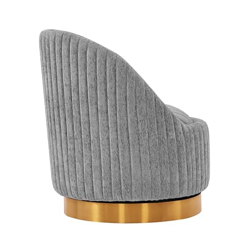 Sillón giratorio moderno tela boucle gris miniatura 7