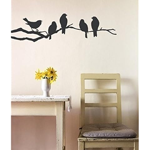 customwallsdesign Birds on a Branch Decal - Vinyl Wall Sticker Cover
