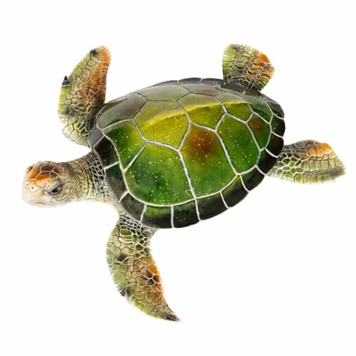 Resin Sea Turtle Decorative Statue - 16x15 Inch Tropical Wall and Garden Art -Ocean-Themed Décor for Home - Beach House - Coastal - Marine Enthusiasts (Green)