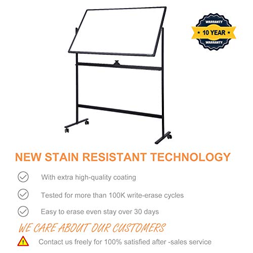 Dry Erase Whiteboard Easel On Wheels - Tankee 48'' X 32'' Large Double Sided Mobile Whiteboard, Reversible Magnetic Rolling White Board For Home Office Classroom, Flip Chart Holders And Paper Pad #TOP3