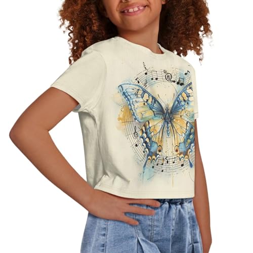 Kids Crop Top Short Sleeve T-Shirts for Girls Size 5-144