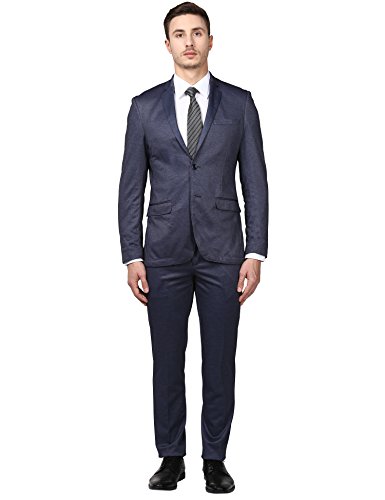 Image of Park Avenue Men Dark Blue Regular Fit Polyester Blend Suit