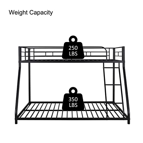Bunk Beds Twin Over Full, Heavy Duty Metal Bed Frame With Safety Rail And Ladder For Dormitory Bedroom Boys Girls Adults,No Box Spring Needed,Black #TOP3