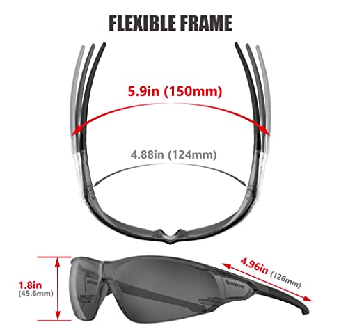 HUNTERSKY HTS S239 Lightweight Protective Wrap-Around Gray small Safety Glasses with ANSI Z87.1 Scratch Resistant Anti Fog Motorcycle riding running