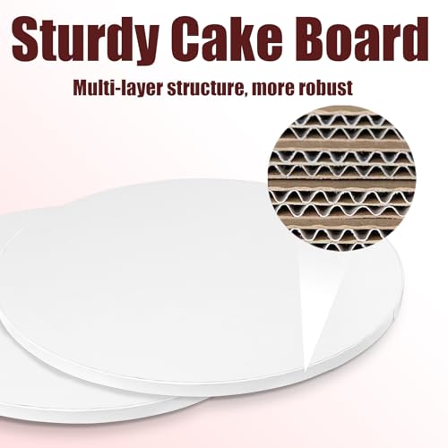 5 StückCake Boards Cake Base, Tortenplatte Pappe, Tortenunterlage Rund 30 cm x 12 mm, Wiederverwendbare Cakeboard Rund 30 cm Cake Drums für Transport 8-11 Inch Kuchenplatte Torten Desserts