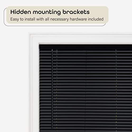 Image of Cordless Room Darkening Mini Blind - 30 Inch Width, 64 Inch Length, 1 inch Slat Size - Black - Cordless GII Deluxe Sundown Horizontal Windows Blinds for Interior by Achim Home Decor