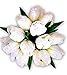 Basik Nature Artificial Flowers Tulip Floral Arrangement in Vase - Fake Flowers Silk Tulips Centerpiece - Modern Artificial Silk Flowers for Decoration (White)