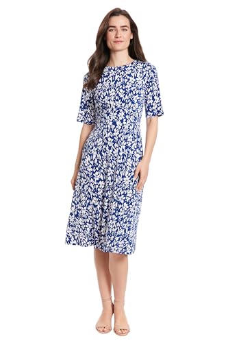 Amazon.com: London Times Women's Dresses Printed Matte Jersey A-Line Midi,  Surf The Web/Soft White, 4 : Clothing, Shoes & Jewelry