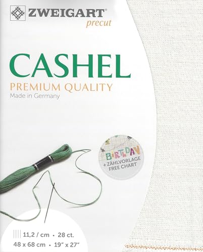 Image of Wizardi Cashel 28 Count Opalescent White 3281 /1111. Needlework Canvas, Cross-Stitch Fabric, Embroidery Cloth, Needlepoint Canvas. 94% Linen and 6% Met.Polyester. Precut Zweigart